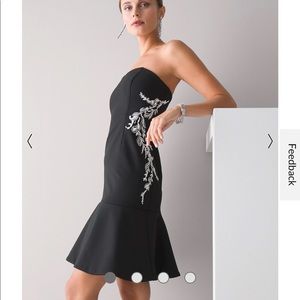 White House Black Market Beaded Strapless Flounce Dress